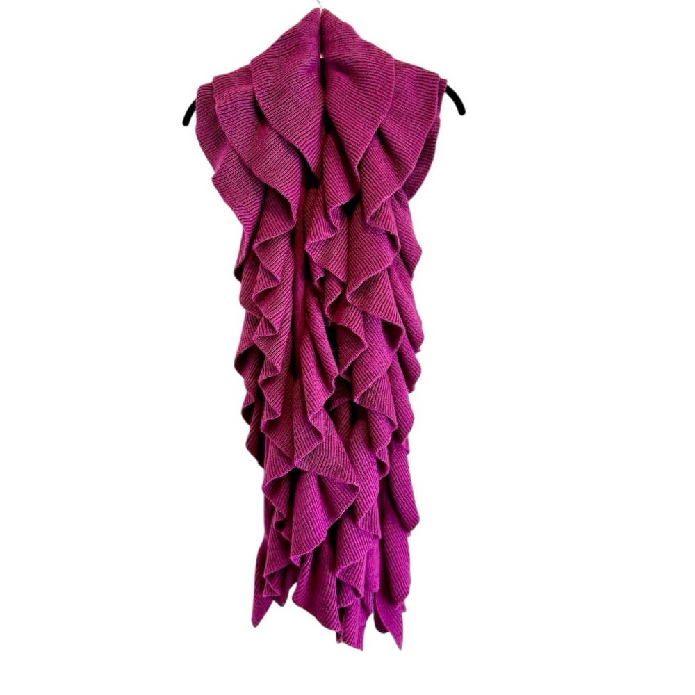 Lombaggi Knitwear Peruvian Angora Blend Ruffle Scarf – Fuchsia – 76”x14”